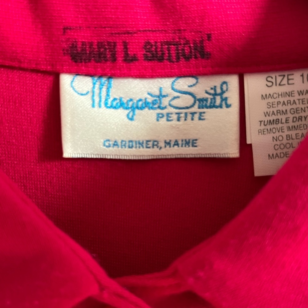 Vintage 80’s HOT Pink MARGARET SMITH Gardiner,  Maine Shirt Dress Made in USA M